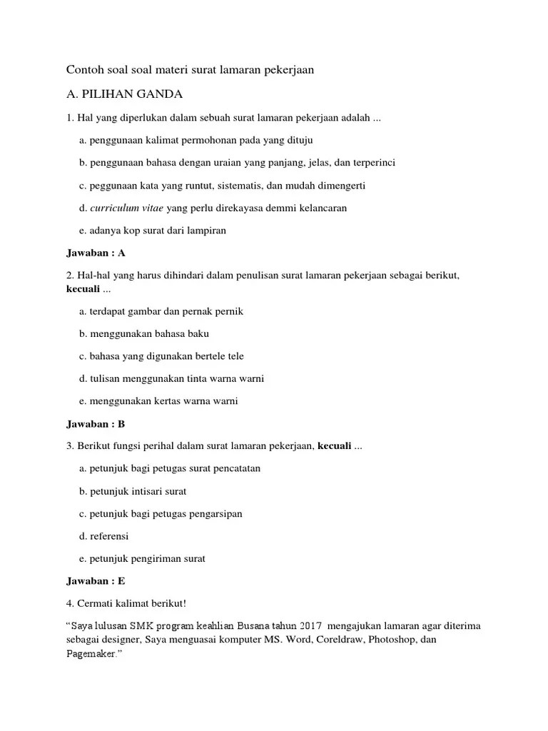 Numbers (angka) soal ulangan tengah . Soal Soal Materi Surat Lamaran Pekerjaan Pdf
