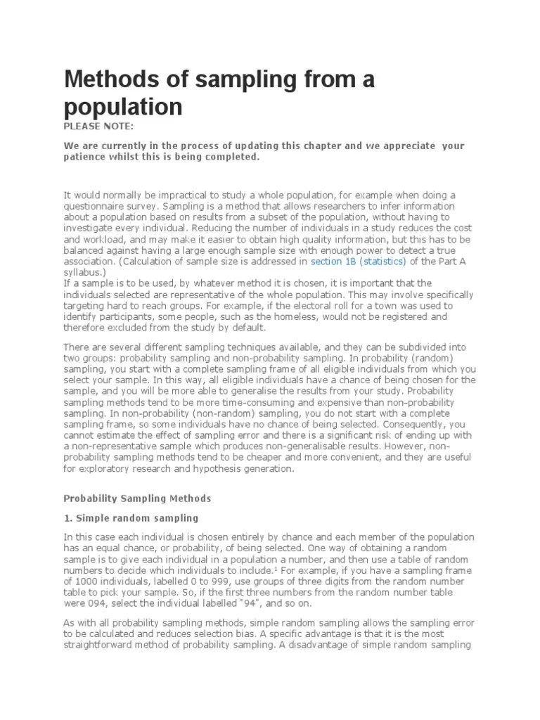 Methods Of Sampling From A Population | PDF | Stratified Sampling | Sampling (Statistics)