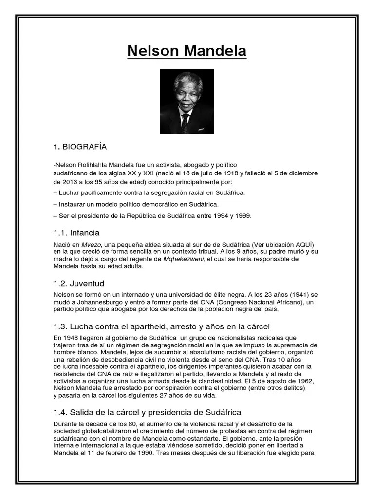 Nelson Mandela Lider | PDF | Nelson Mandela | Congreso Nacional Africano