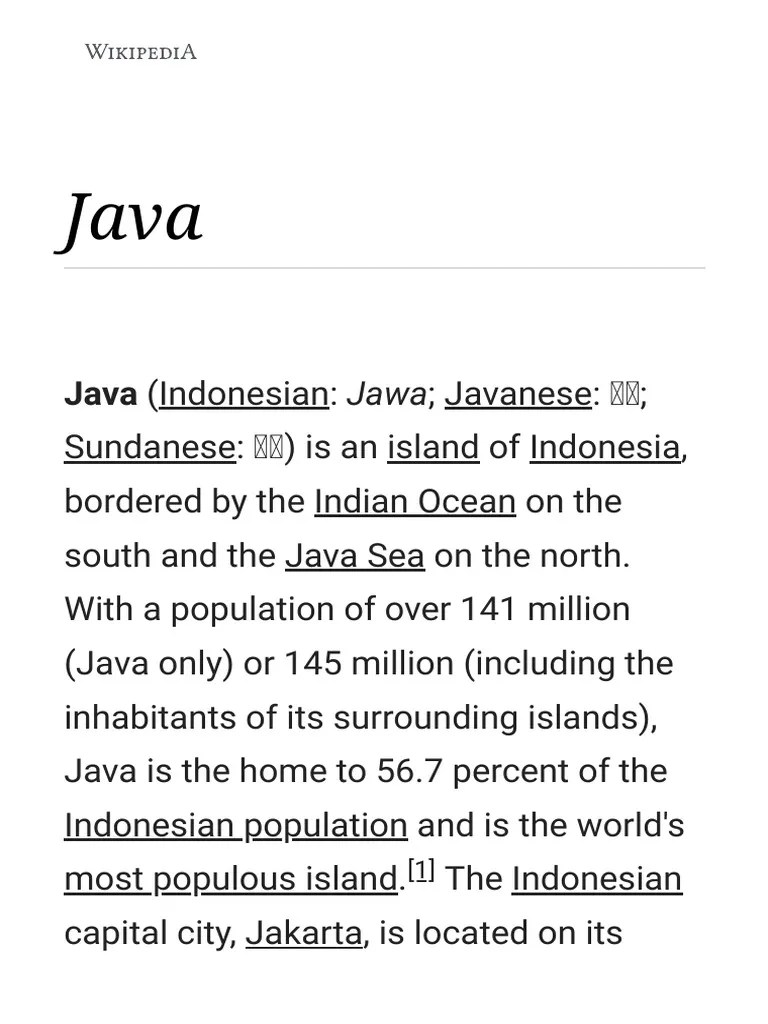 Java - Wikipedia | PDF | Java | Indonesia