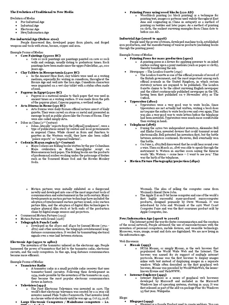 The Evolution Of Media | PDF | Printing | Personal Computers