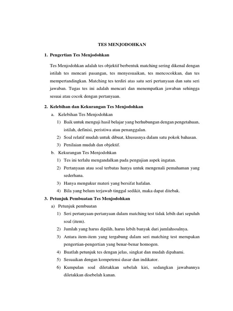 Contoh soal menjodohkan contoh soal dan materi pelajaran 7 contoh soal menjodohkan bahasa indonesia sd guru ilmu sosial soal menjodohkan contoh soal . Tes Menjodohkan Pdf