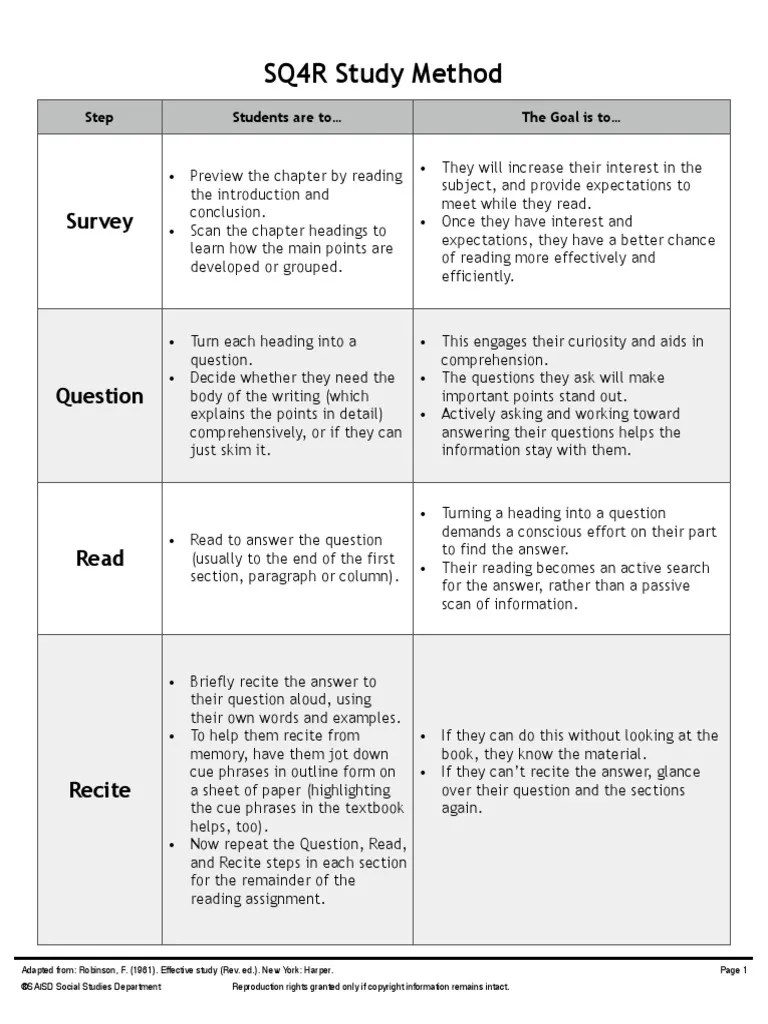 @Sq4r Study Method For Success | PDF | Question | Neuropsychological Assessment