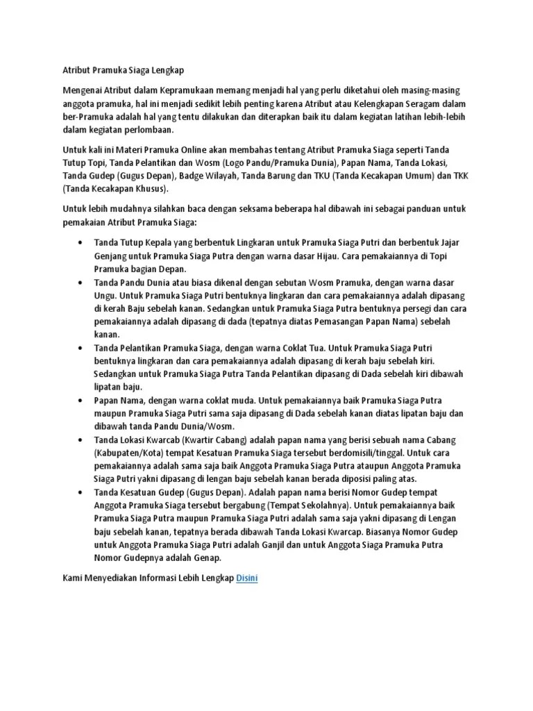 Atribut Pramuka Siaga Lengkap | PDF