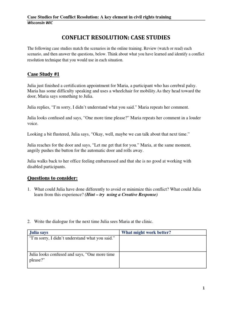 Conflict Resolution Training Casestudy PDF | PDF