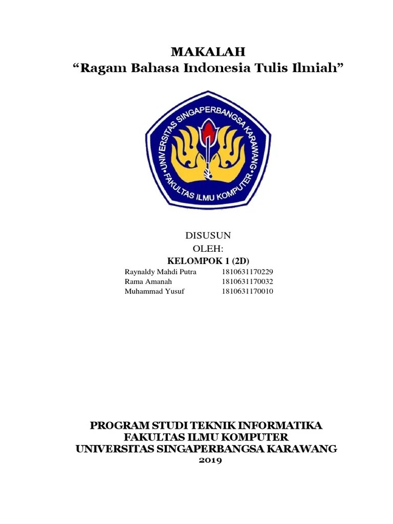 Dikutip dari makalah kongres bahasa: Makalah Ragam Bahasa Indonesia Tulis Ilmiah Kelompok 1 Pdf