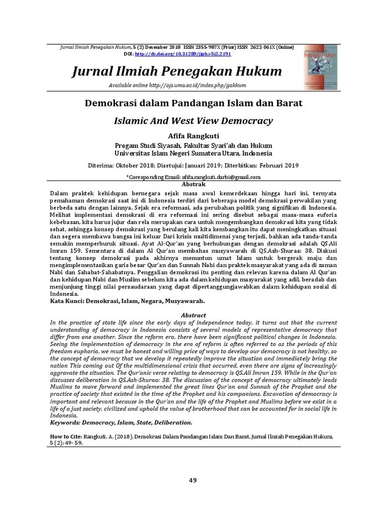 Demokrasi Dalam Pandangan Islam Dan Barat | PDF