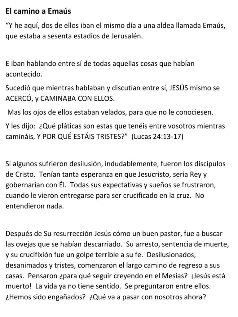 El Camino A Emaús | PDF | La Resurrección De Jesús | Jesús