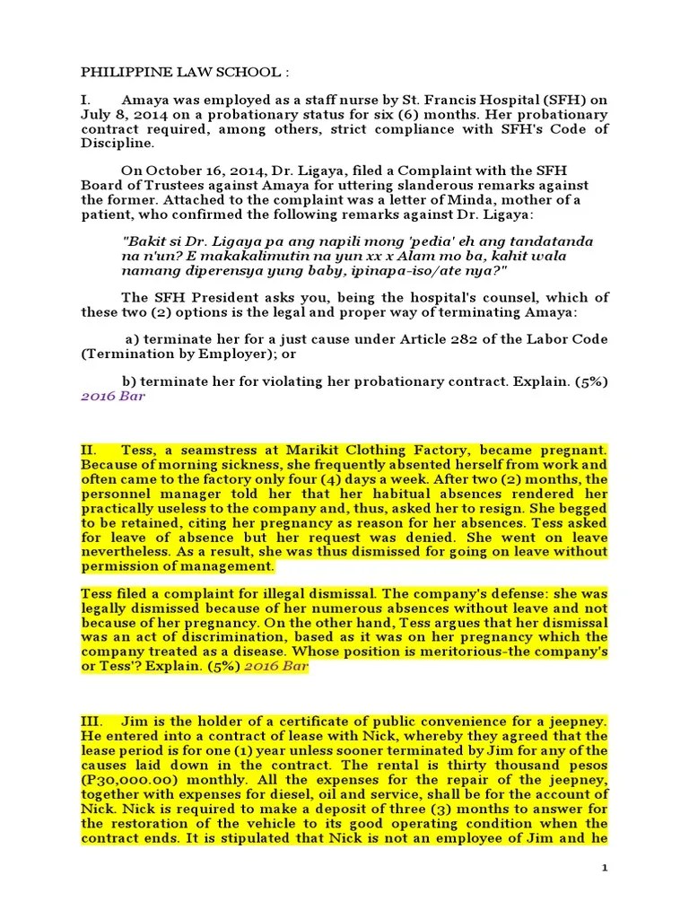 Analysis Of Various Labor Law Issues: Termination, Dismissal, Retrenchment, And Violation Of ...