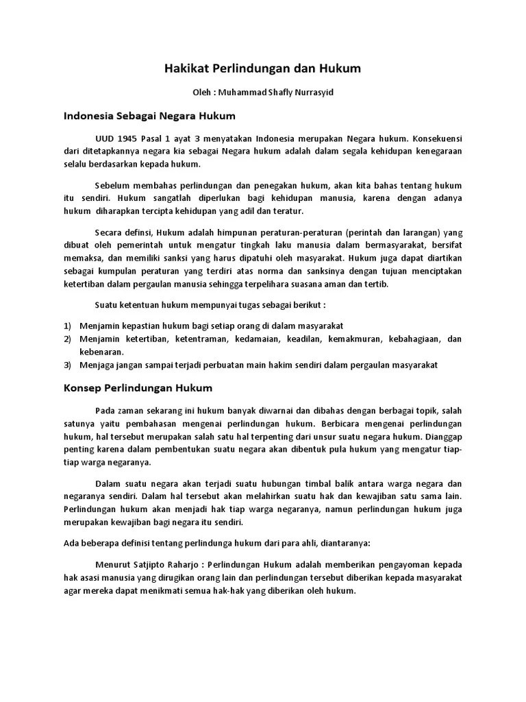 Hakikat Perlindungan Hukum | PDF