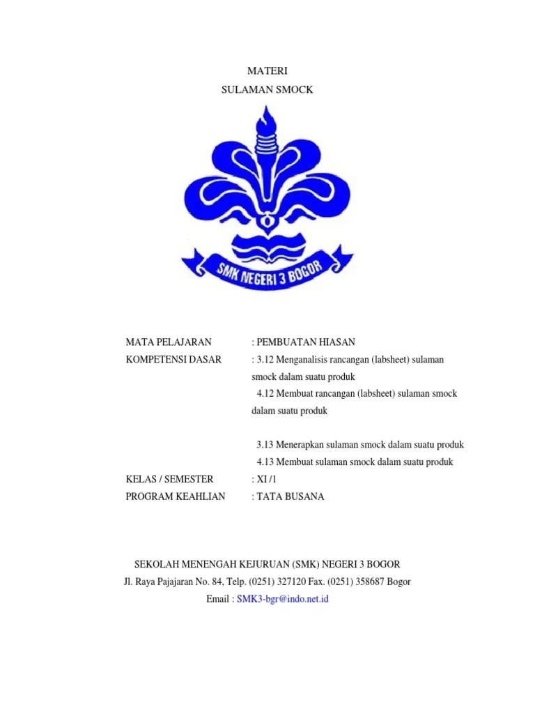 Contoh teknik melekatkan pita biku; Materi Sulaman Smock Pdf
