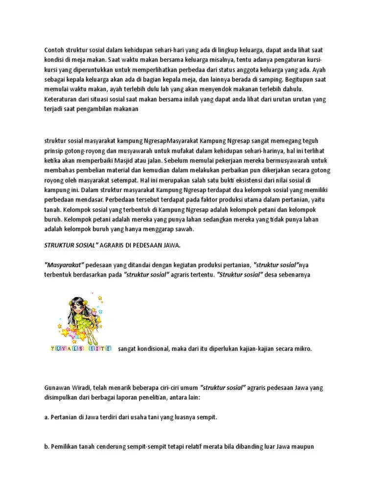 Contoh Struktur Sosial Dalam Kehidupan Sehari-Hari | PDF