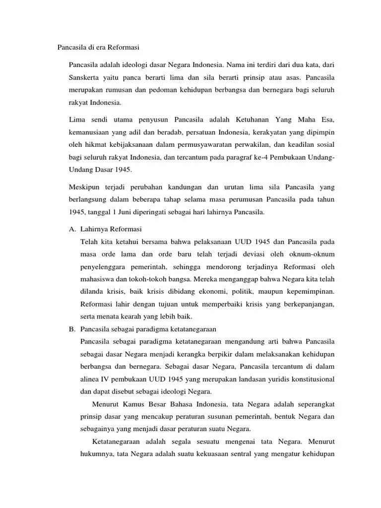 Pancasila Di Era Reformasi | PDF