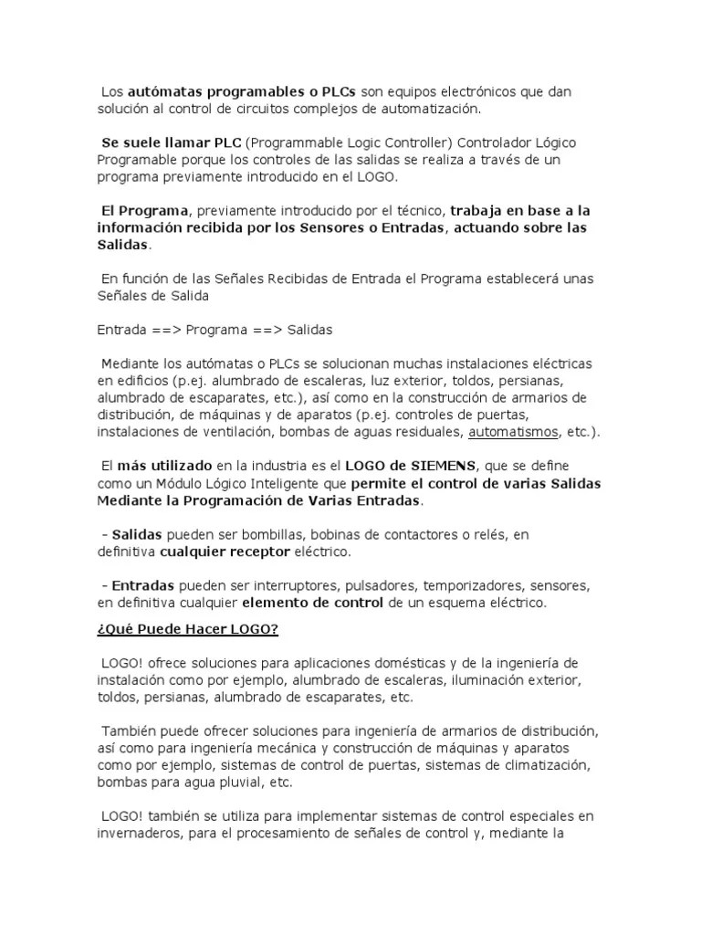 Control Y Automatización Mediante Autómatas Programables | PDF | Relé | Controlador Lógico ...