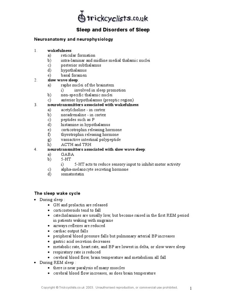 Sleep And Disorders Of Sleep: Neuroanatomy And Neurophysiology Wakefulness | PDF | Sleep | Rapid ...