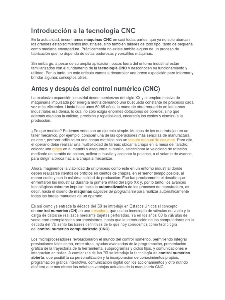 Articulo CNC | PDF | Control Numerico | Perforar