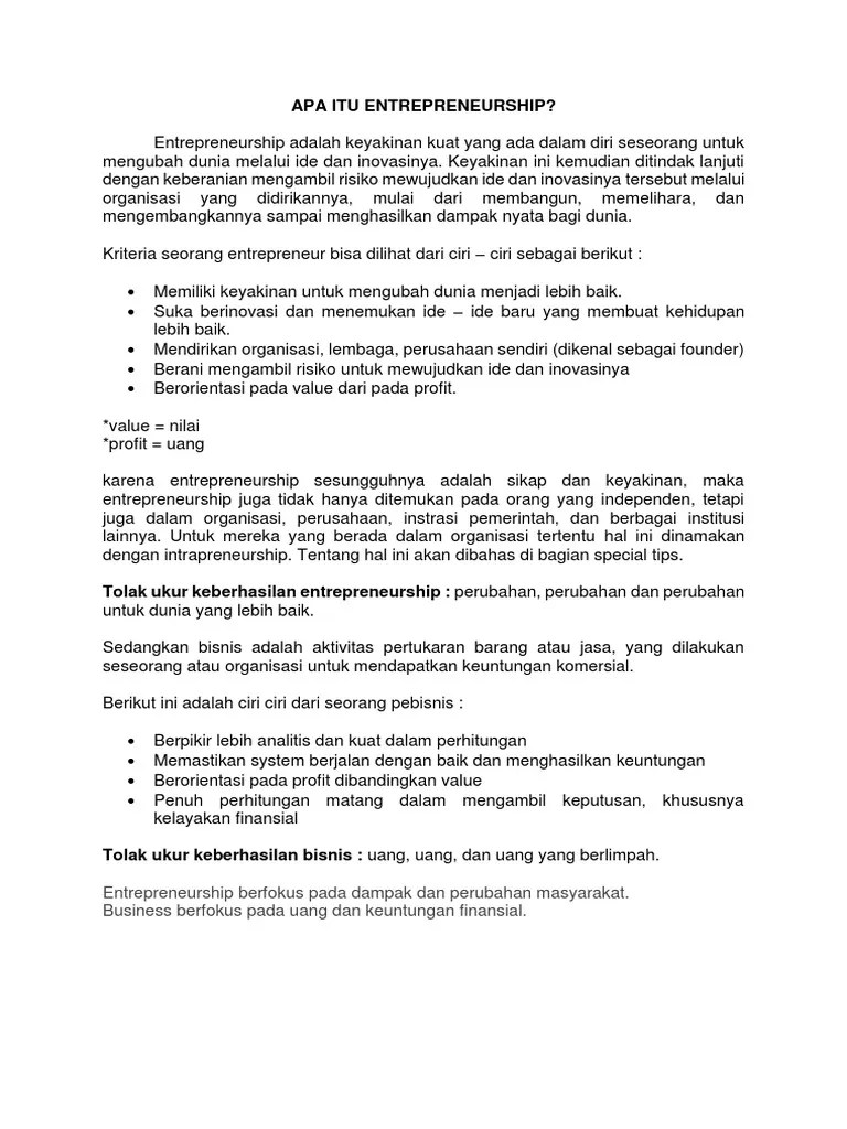 Apa Itu Entrepreneurship | PDF