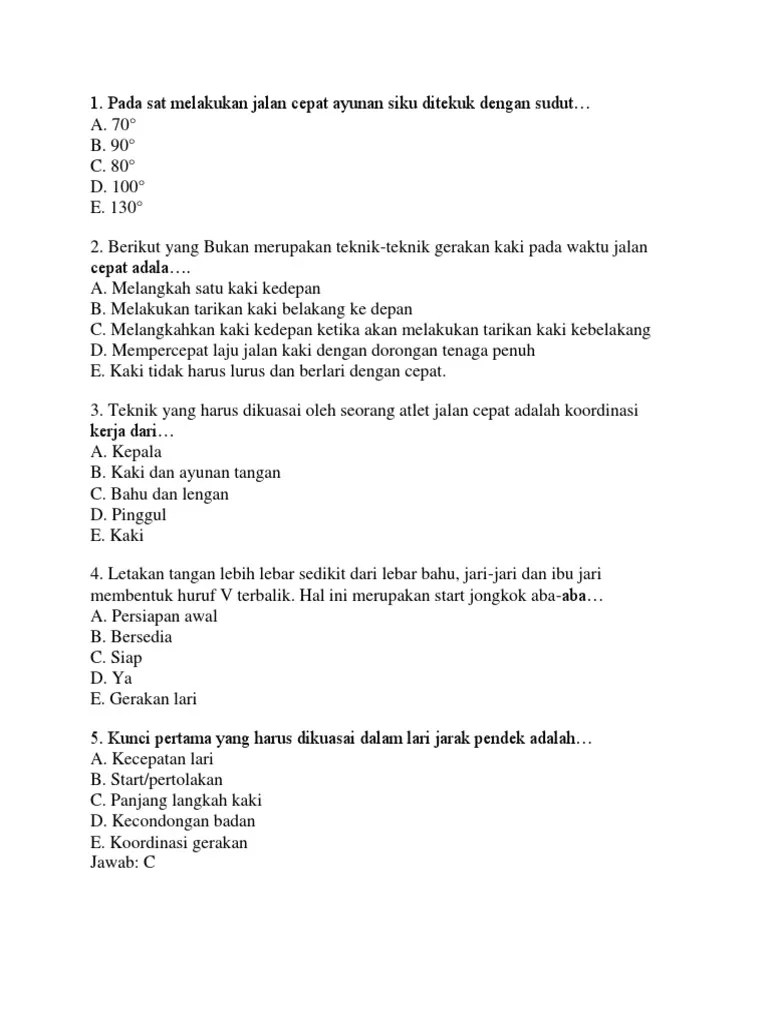 kunci pertama yang harus dikuasai dalam lari jarak pendek adalah. Soal Atletik