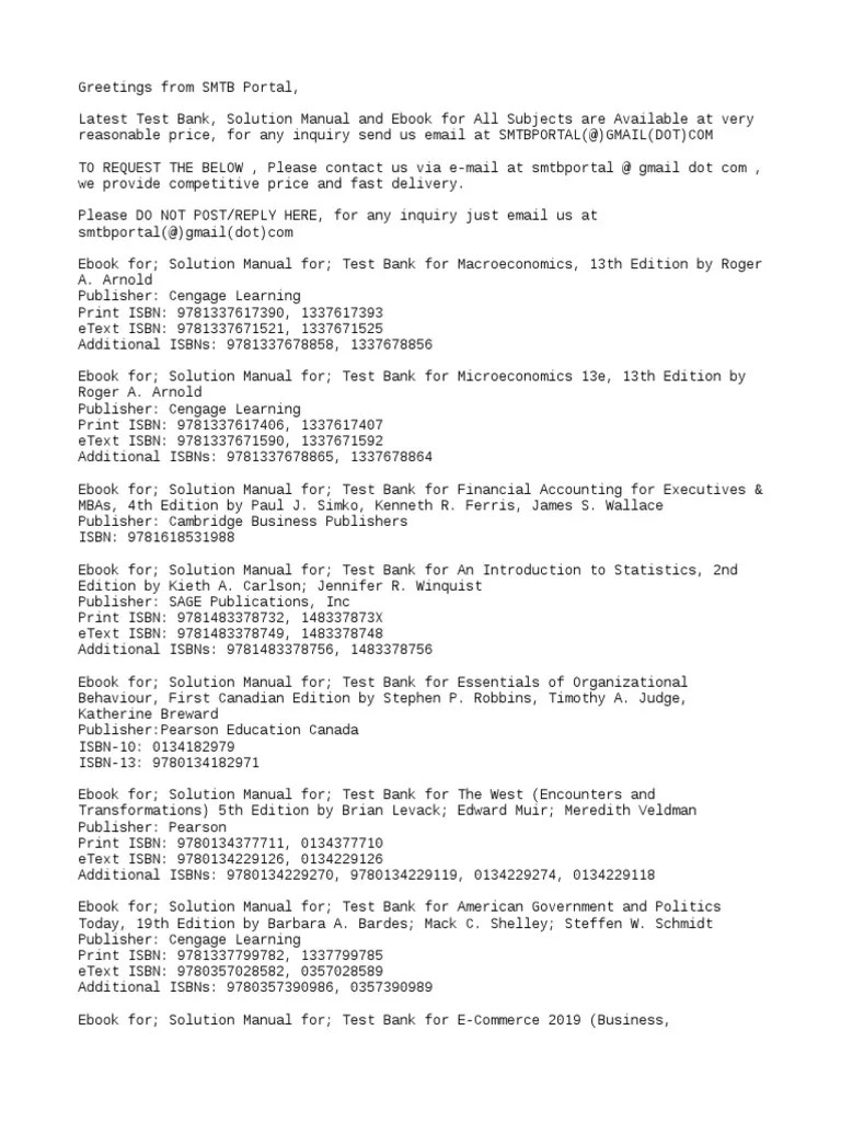 Test Bank Solutions Manual Ebooks List 7 Service