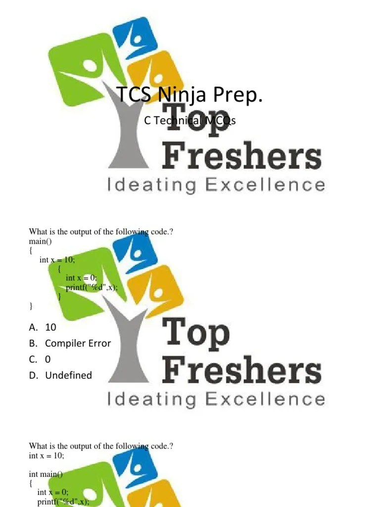Tcs Ninja Mcqs | PDF | C (Programming Language) | Programming Paradigms