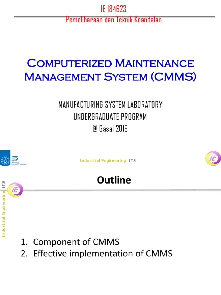 Computerized Maintenance Management System (CMMS) : Manufacturing ...