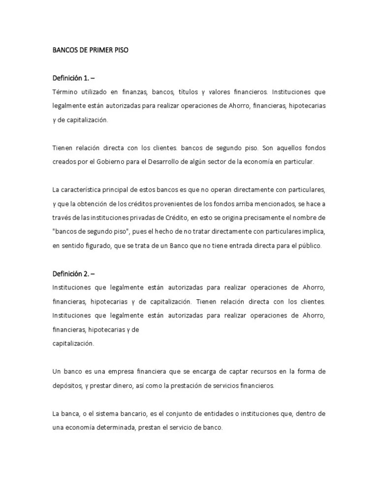 Bancos De Primer Piso | PDF | Sistema Financiero | Bancos