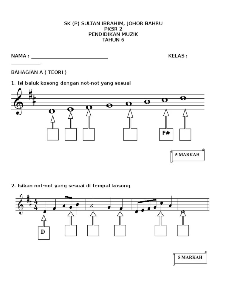 Mengenal not muzik tahun 6. Tahun 6 Pdf