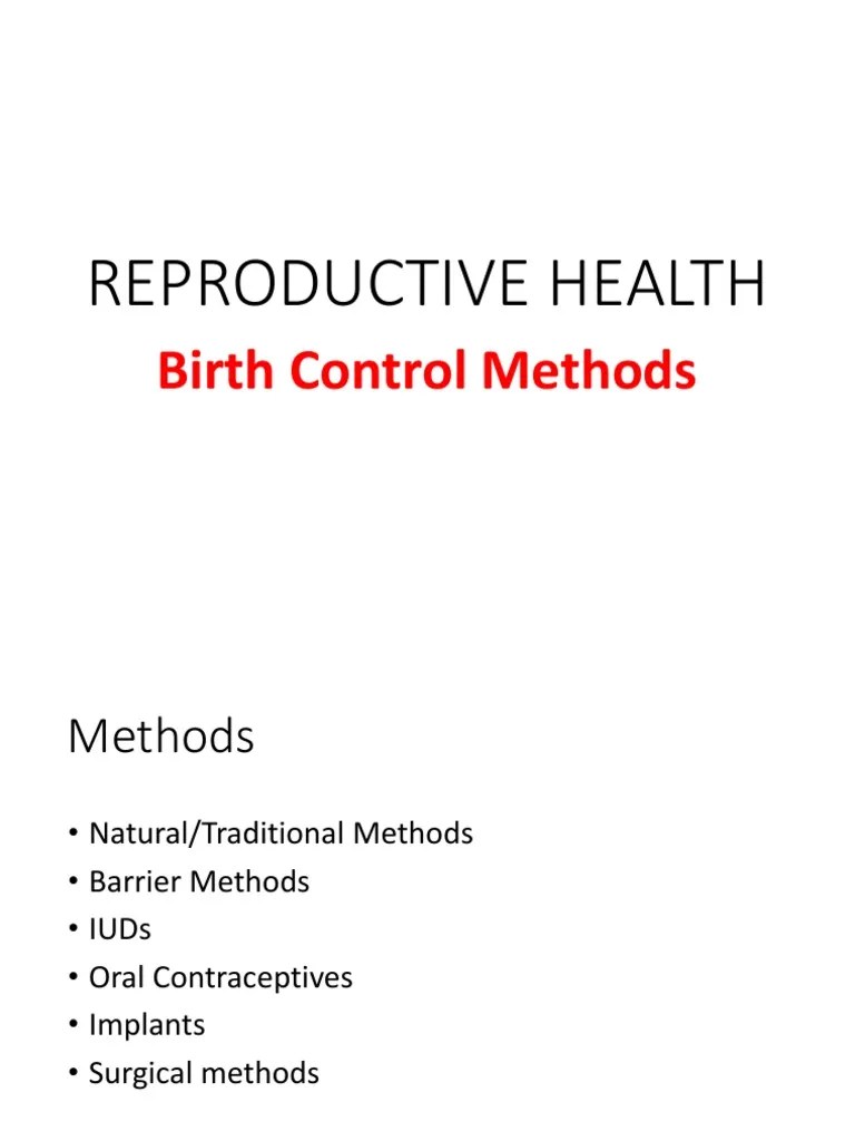 Reproductive Health: Birth Control Methods | PDF