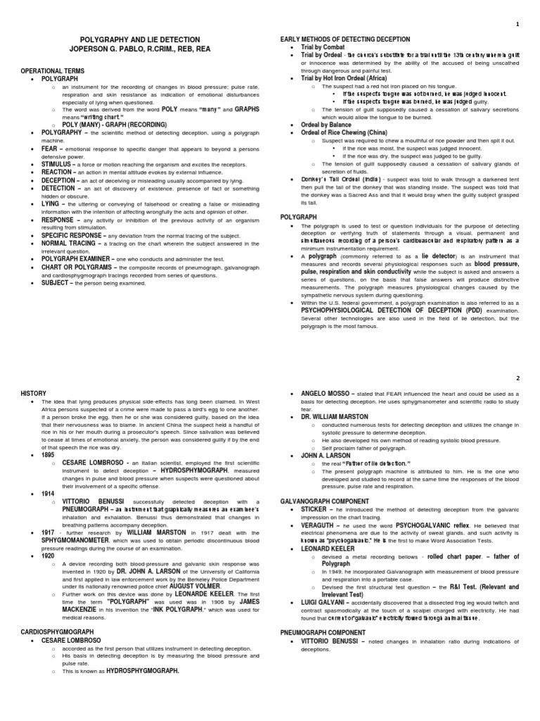 Polygraphy And Lie Detection Joperson G. Pablo, R.Crim., Reb, Rea | PDF ...