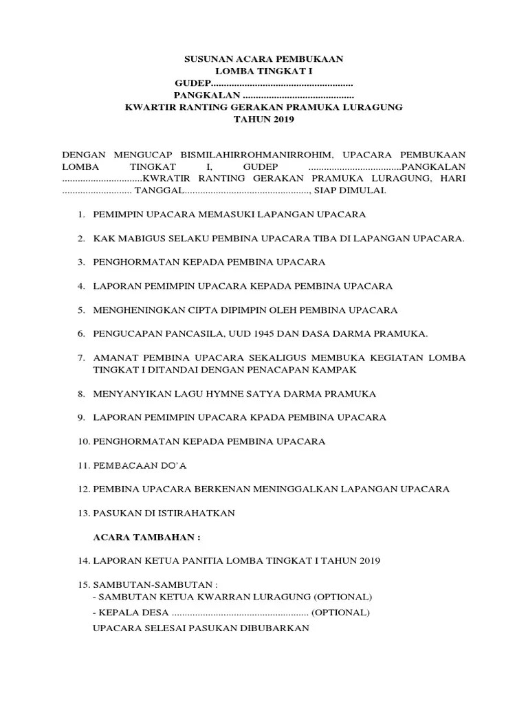 Susunan Acara Pembukaan, Penutupan, Dan API Unggun LT I | PDF