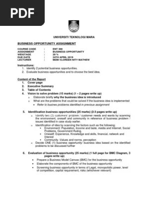 Business Opportunity Ent300 Individual : Assignment Ent300 Business Opportunity Georgiartl