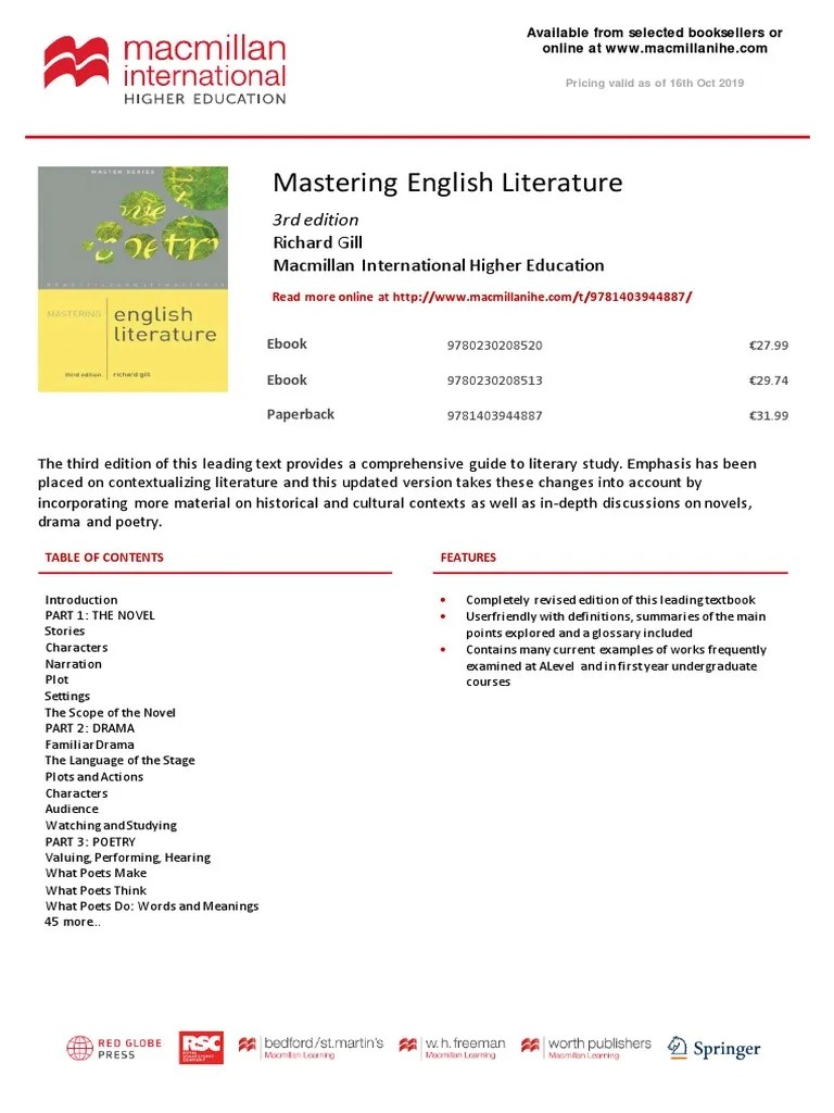 Mastering English Literature | PDF