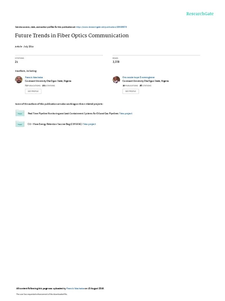 Future Trends In Fiber Optics Communication | PDF | Telecommunication | Optical Fiber
