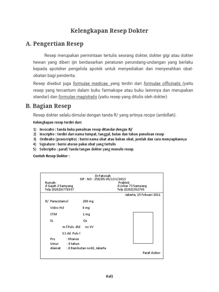 Kelengkapan resep dokter
