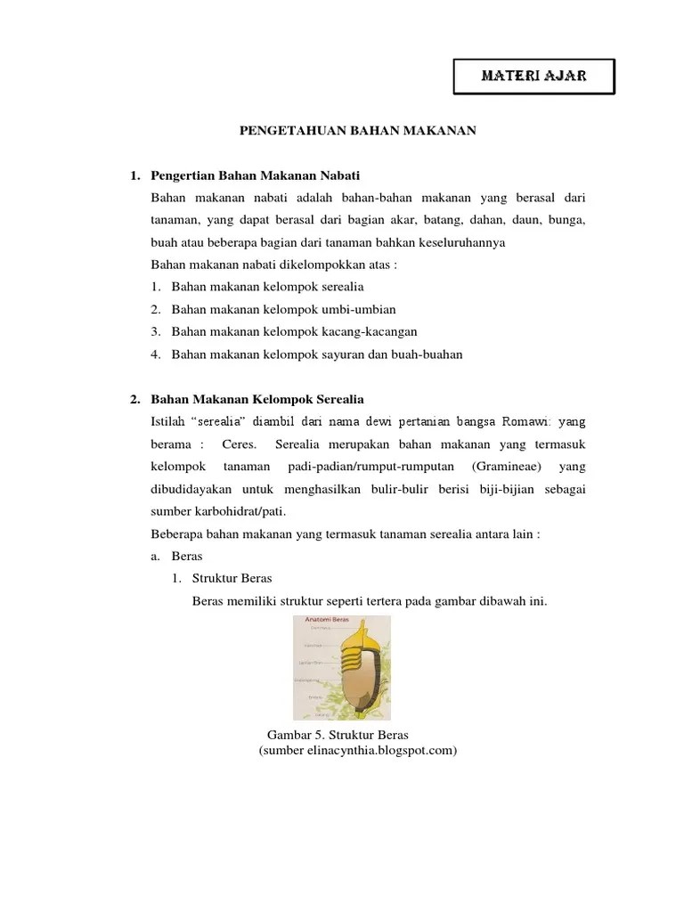 Untuk makanan awetan dari bahan nabati sendiri biasanya diolah dari tanaman berupa akar, batang, dahan, daun, bunga,. Materi Ajar Pbm Nabati
