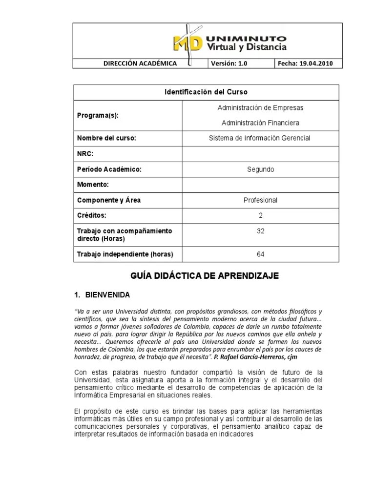 Guía De Sistema De Información Gerencial | PDF | Sistema De Informacion ...