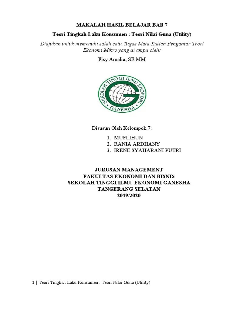 Teori perilaku konsumen dengan pendekatan kardinal b. Makalah Mikro Ekonomi Bab7 Teori Tingkah Laku Konsumen Pdf