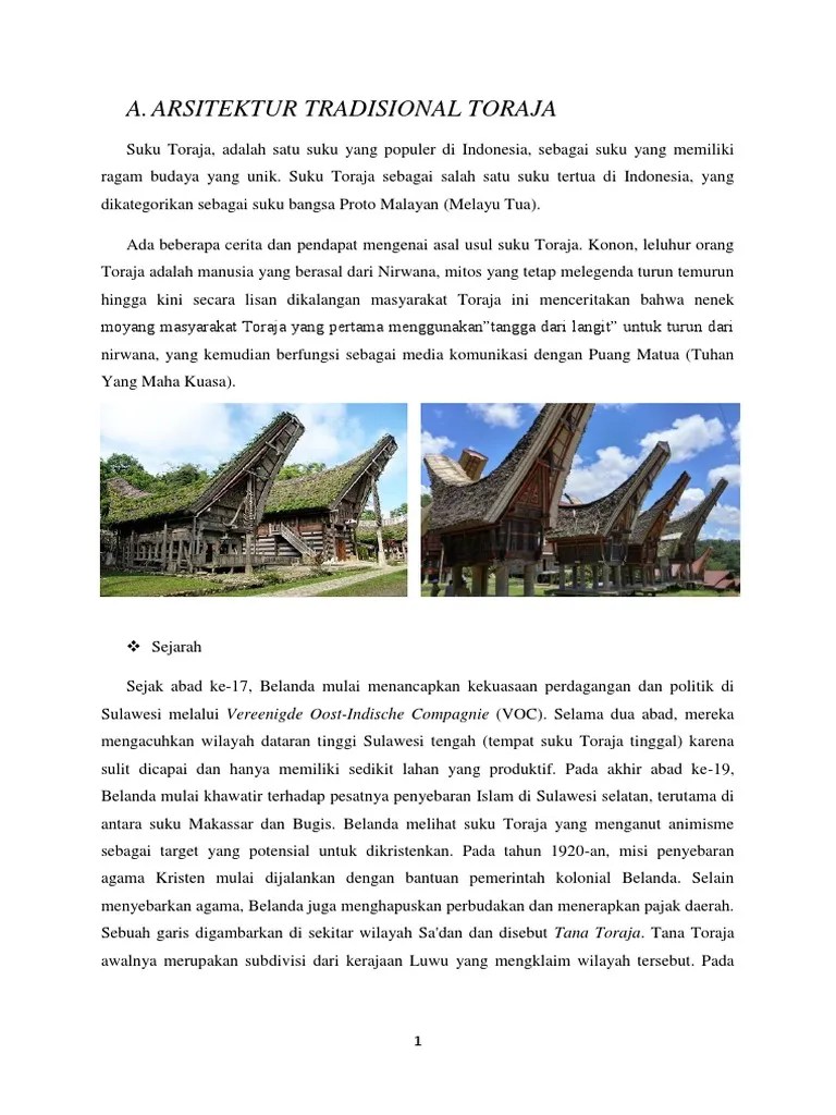 Arsitektur Tradisional Toraja, Papua, Suku Dayak, Suku Baduy | PDF