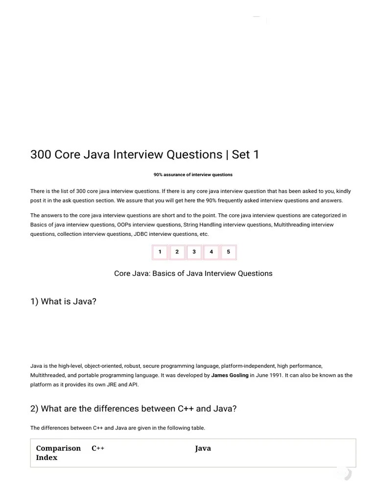 300 Core Java Interview Questions - Set 1: Powerful 125cc Engine | PDF ...