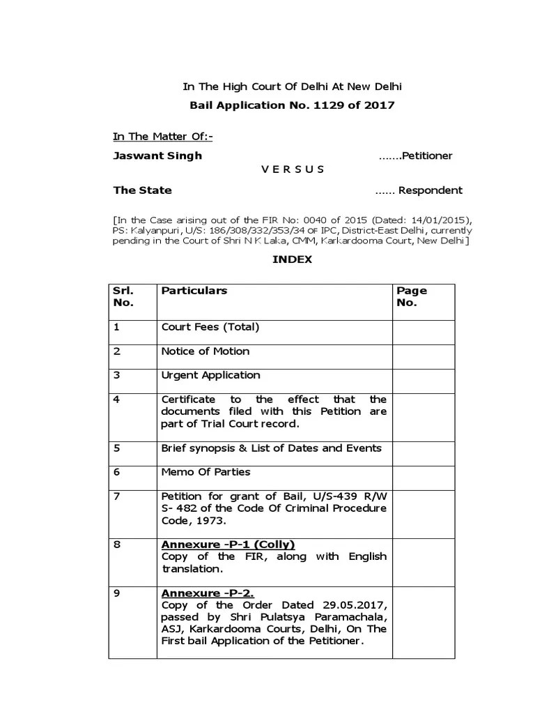 Bail Application Sample | PDF | Bail | Affidavit