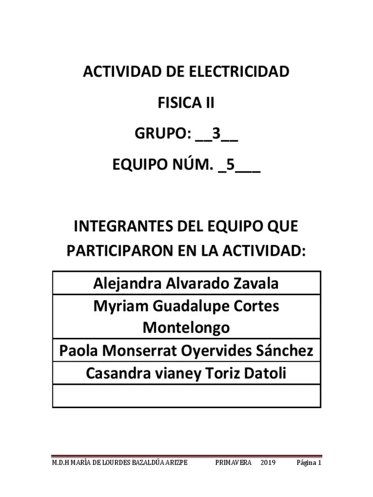 Actividad De Electricidad | PDF | Carga Eléctrica | Resistencia Eléctrica Y Conductancia