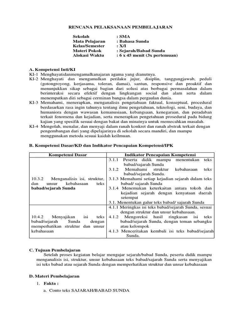 Contoh rpp basa sunda biografi kurikulum 2013. 02 X Sajarah Sunda Pdf