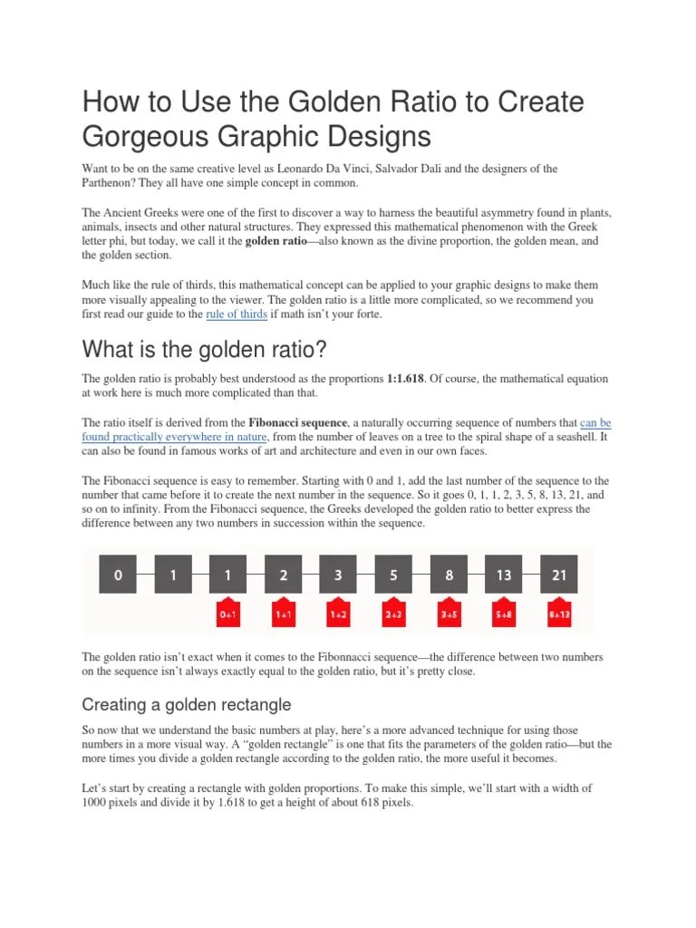 How To Use The Golden Ratio To Create Gorgeous Graphic Designs | Download Free PDF | Ratio ...