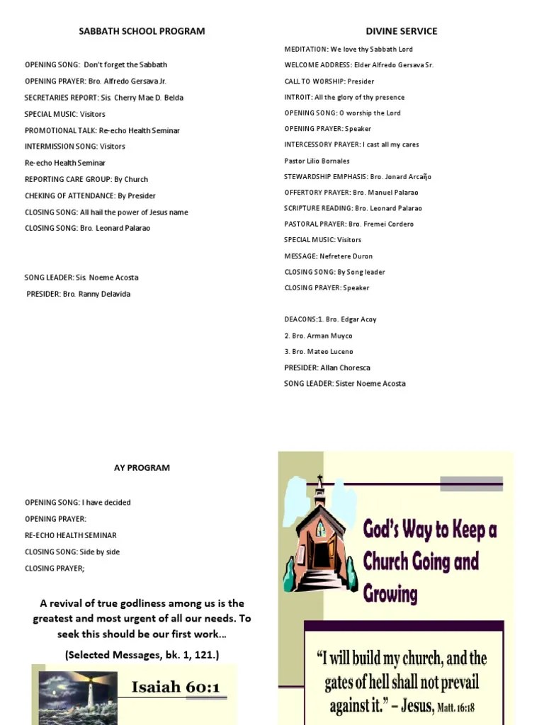 Sabbath School Program | PDF