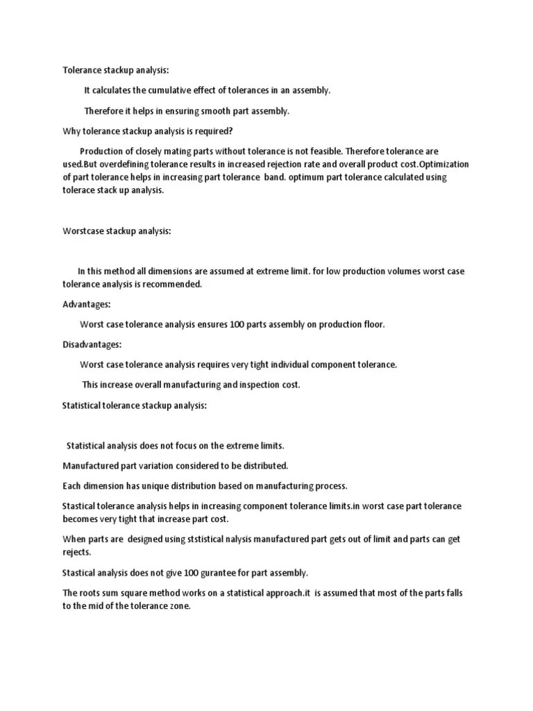 Tolerance Stackup Analysis | PDF | Analysis | Systems Science