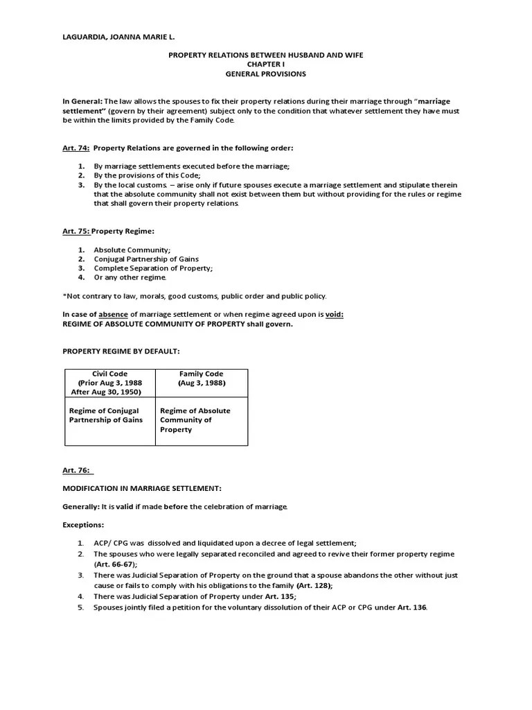 Ppt. Property Relations Between Husband And Wife | PDF | Marriage | Social Conventions