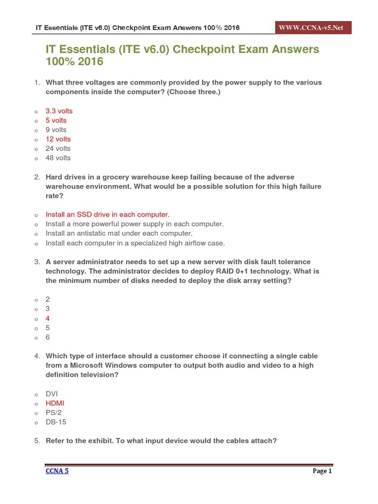 Cisco V6 Exam Answer Notes | PDF | Wireless Lan | Computer Network
