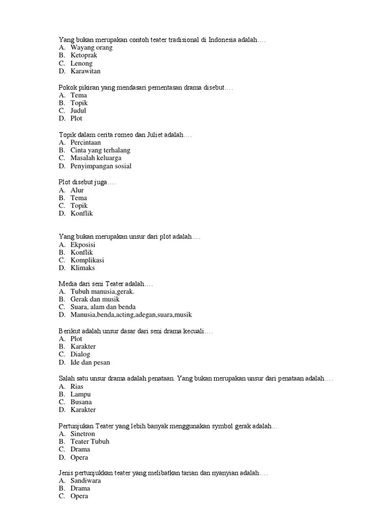 Pertanyaan Tentang Pementasan Drama