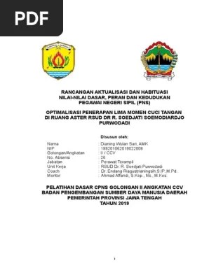 Pns (akuntabilitas, nasionalisme, etika publik, komitmen mutu,. Contoh Rancangan Aktualisasi Latsar Cpns Pdf