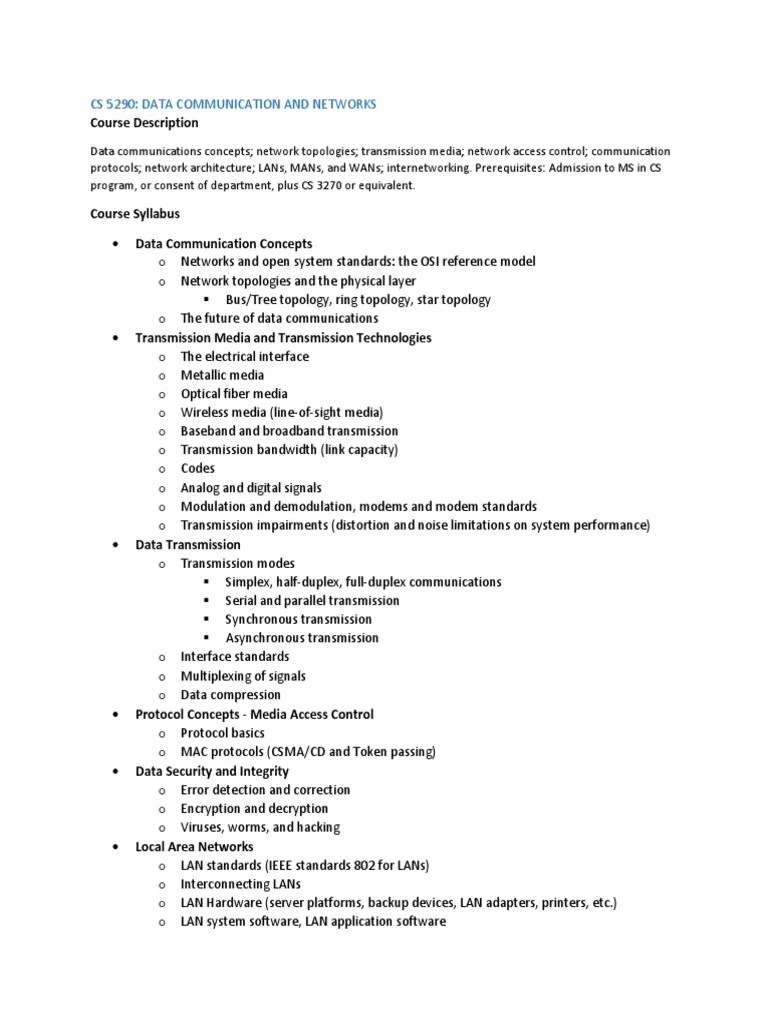Data Communication And Networks Syllabus PDF | PDF | Data Transmission ...